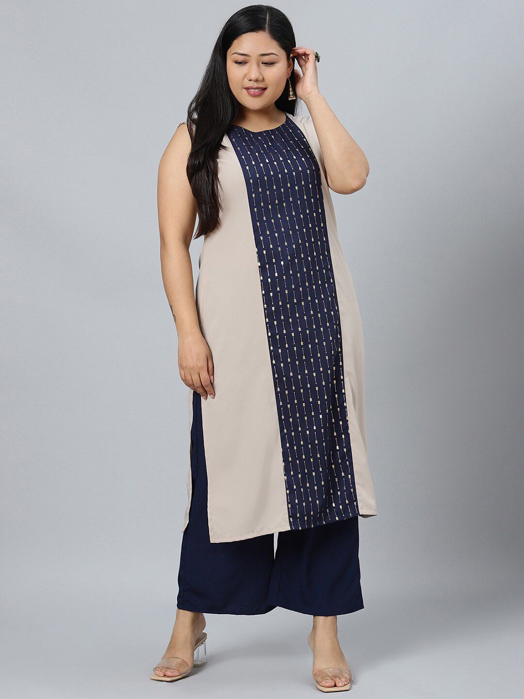 Sztori Plus Size Ethnic Motifs Printed Kurta With Palazzos - Distacart