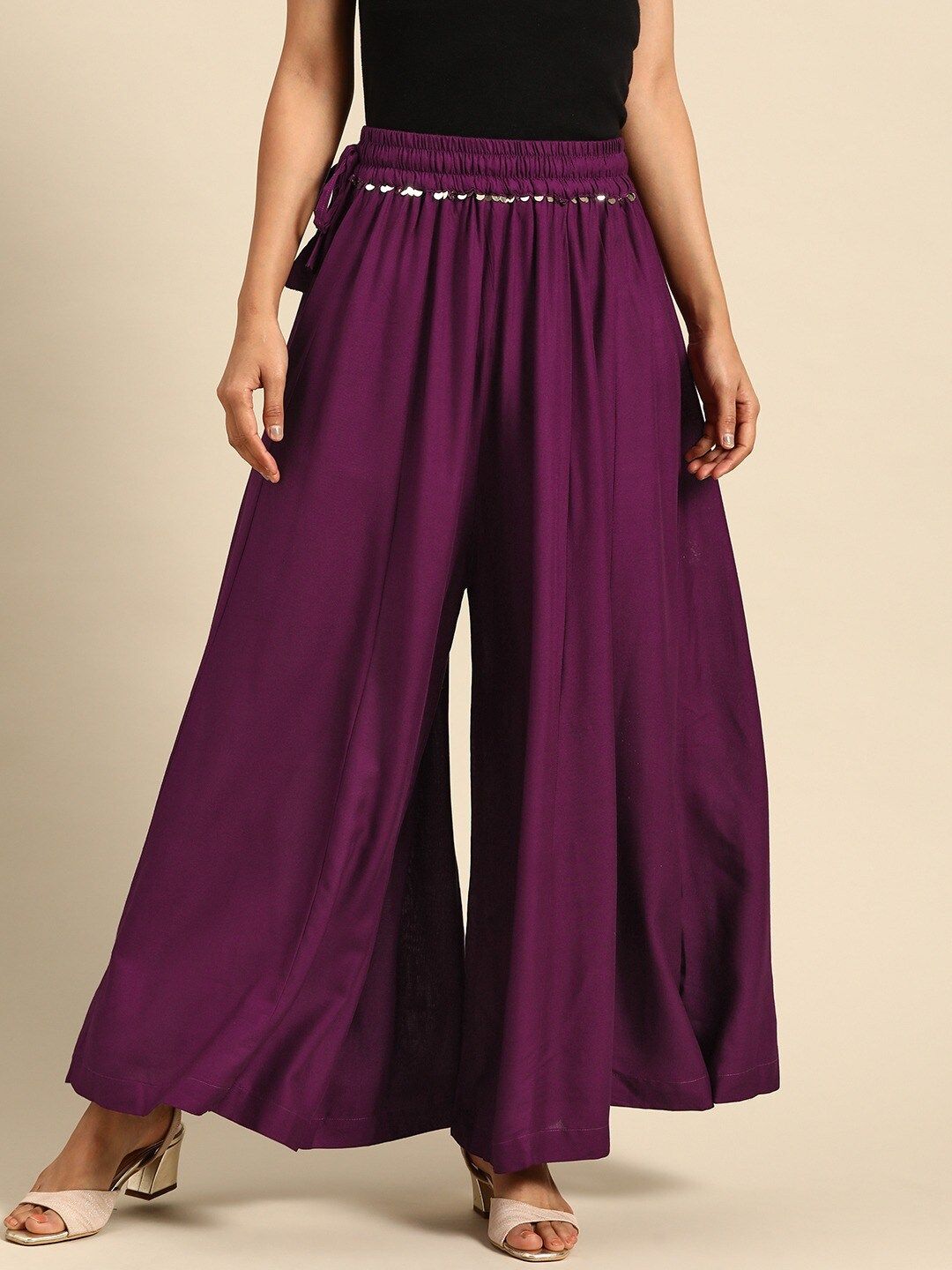 TAG 7 Women Rayon Flared Palazzos - Distacart