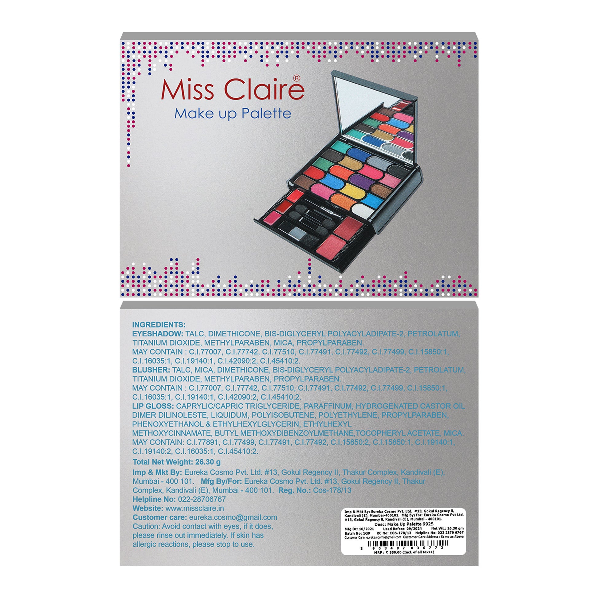 Miss Claire Make Up Palette 9925 (Make Up Kit) - Distacart