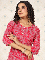 Thumbnail for Ode by House of Pataudi Printed Round Neck Straight Kurta - Distacart