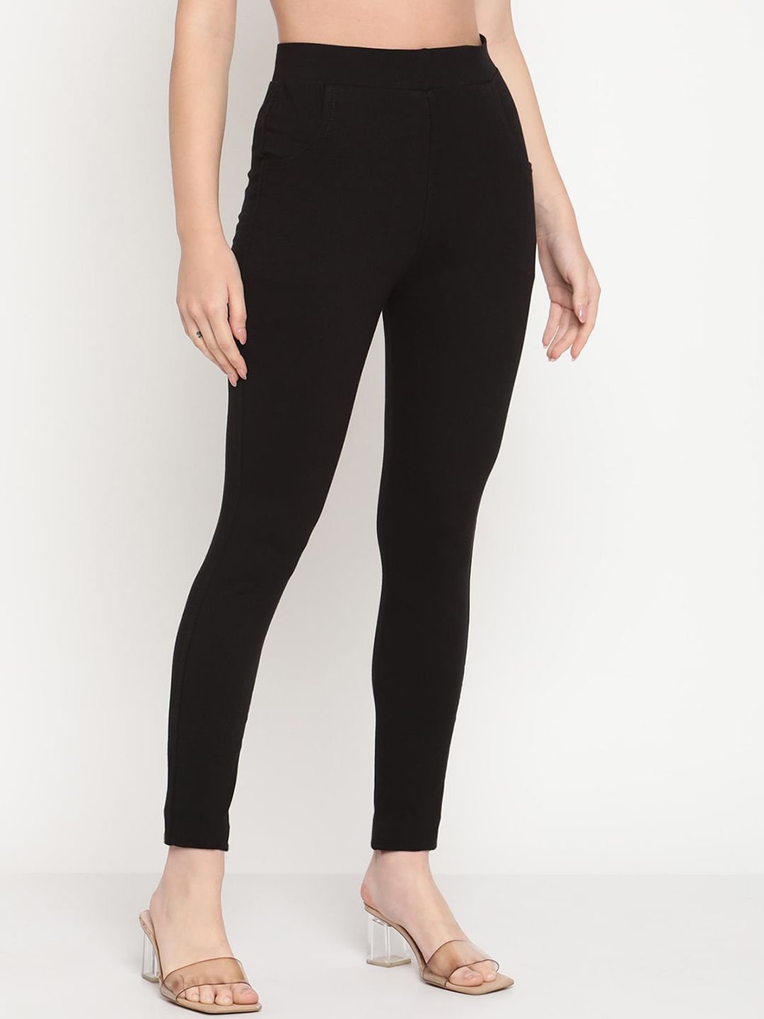 TAG 7 Women Black Solid Ankle-Length Leggings - Distacart
