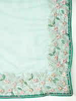 Thumbnail for kasee Floral Embroidered Net Saree - Distacart