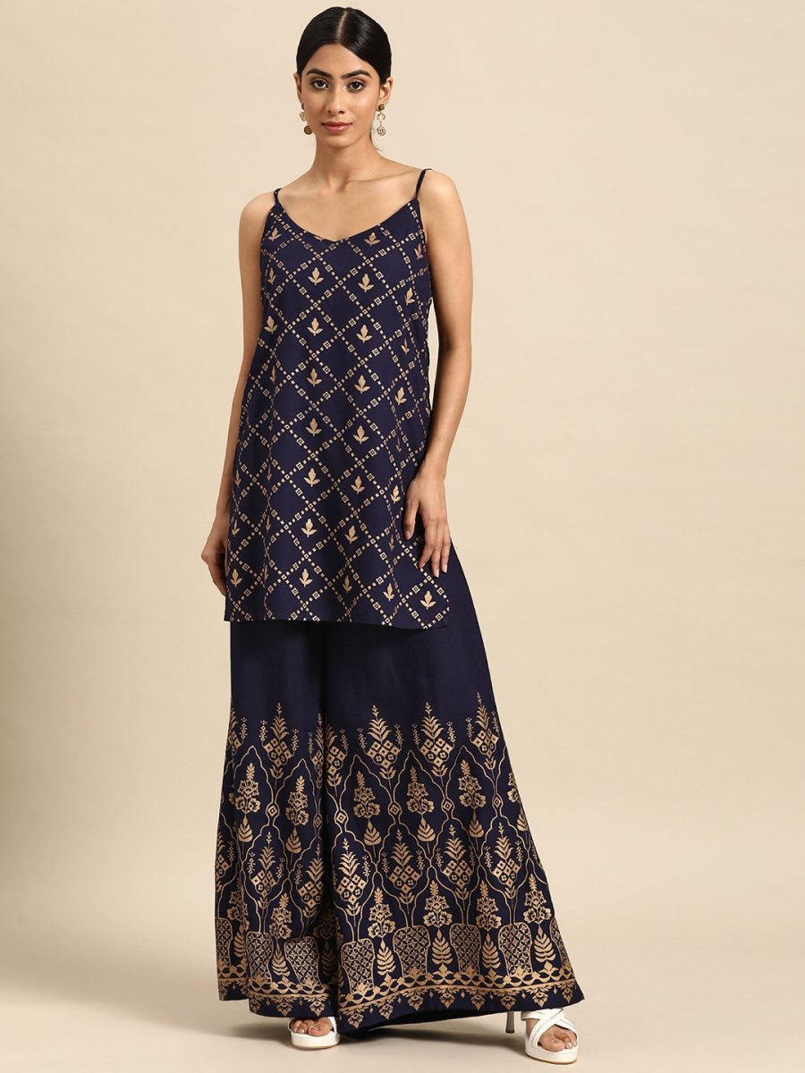 All About You Foil Printed Regular Kurta with Palazzos - Distacart