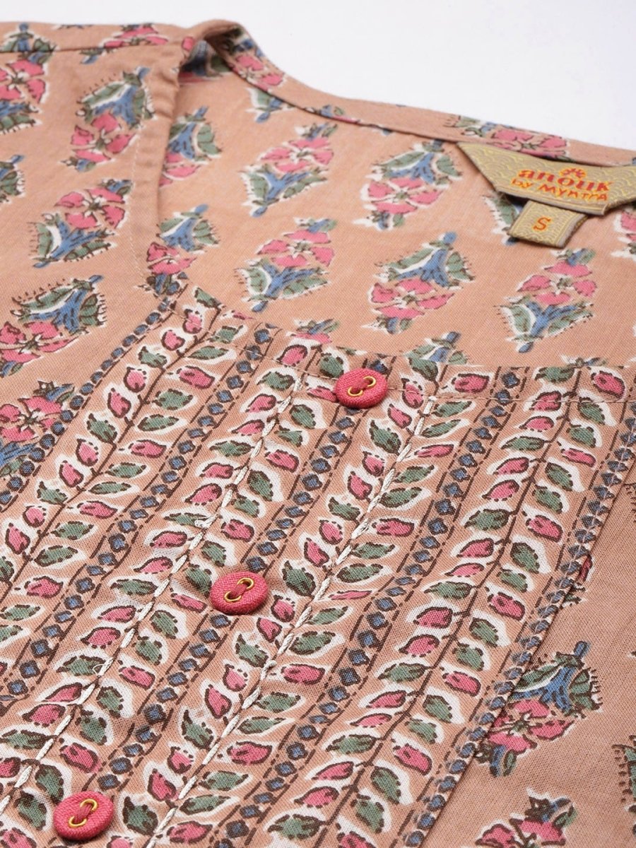 Anouk Women Floral Printed Regular Pure Cotton Kurta with Trousers & With Dupatta - Distacart