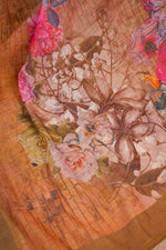 Thumbnail for Vastranavya Orange Digital Printed Linen Ready To Wear Designer Saree with Unstitched Blouse - Distacart
