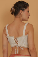 Thumbnail for Joban Fashion Silk Pearl And Beads Hand Embroidery Padded Blouse - Pearl White