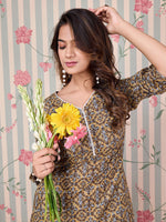 Thumbnail for Ode by House of Pataudi Floral Printed Regular Pure Cotton Kurta with Trousers - Distacart
