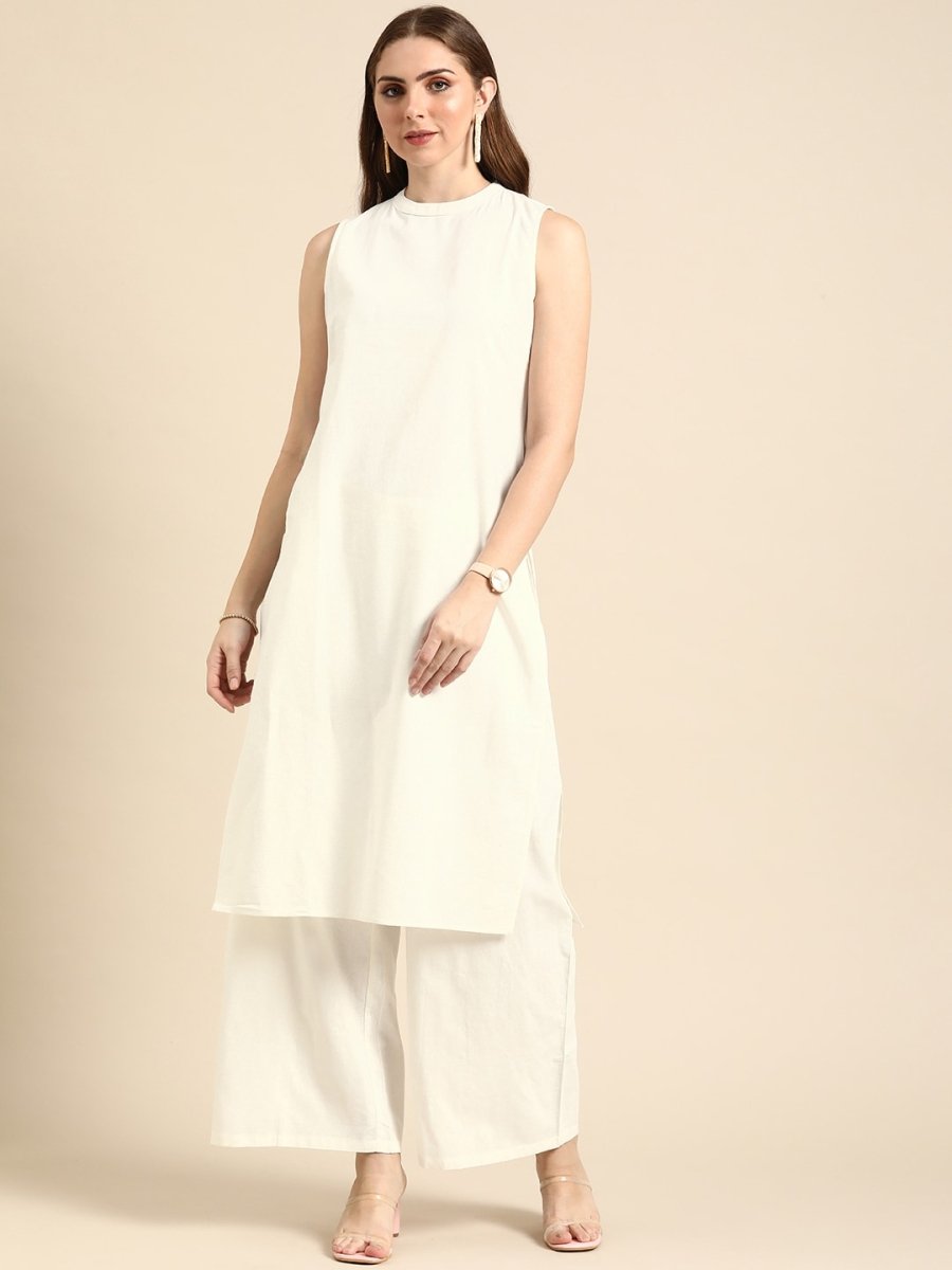 Anouk Women Regular Pure Cotton Kurta with Palazzos - Distacart