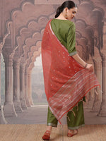 Thumbnail for Vishudh Green Ethnic Motifs Printed Kurta with Palazzo & Dupatta
