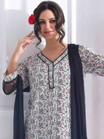 Thumbnail for Anouk Women Floral Printed Kantha Work Pure Cotton Kurta with Trousers & With Dupatta