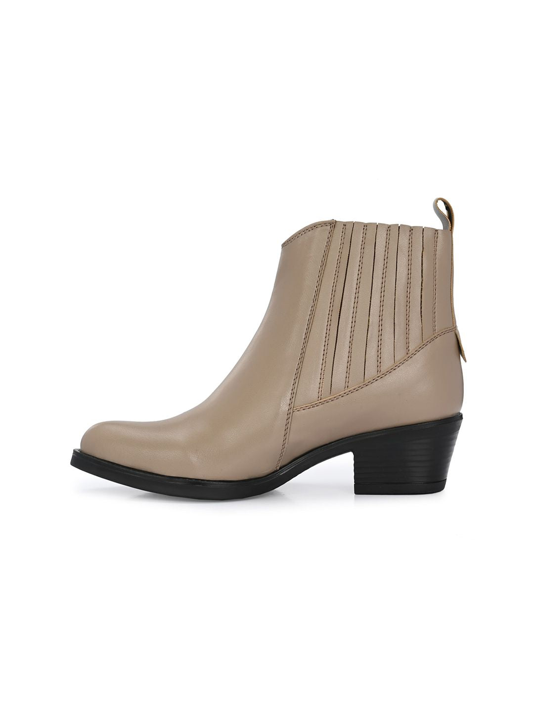 Delize Women Mid-Top Ankle Block Heeled Chelsea Boots