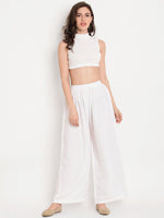 Thumbnail for TAG 7 Women White & Beige Set of 2 Flared Ethnic Palazzos