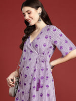 Thumbnail for Anouk Women Printed Angrakha Kurta With Trousers - Distacart