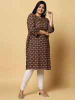 Thumbnail for Sztori Plus Size Ethnic Motifs Printed Pure Cotton Kurta