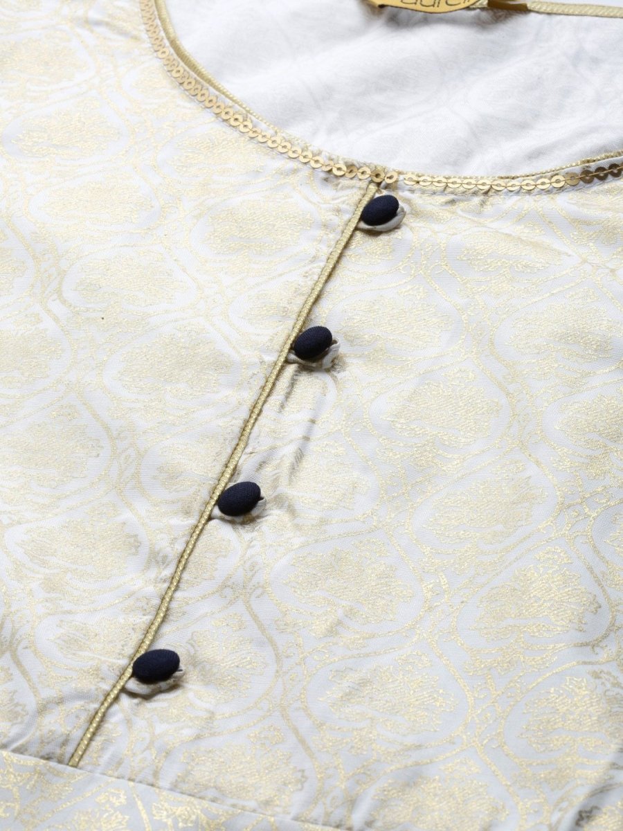 AURELIA Women Off-White & Golden Printed A-Line Dress - Distacart