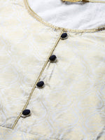 Thumbnail for AURELIA Women Off-White & Golden Printed A-Line Dress
