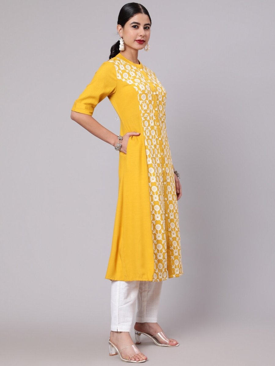 Aks Ethnic Motifs Embroidered Thread Work A-Line Kurta - Distacart