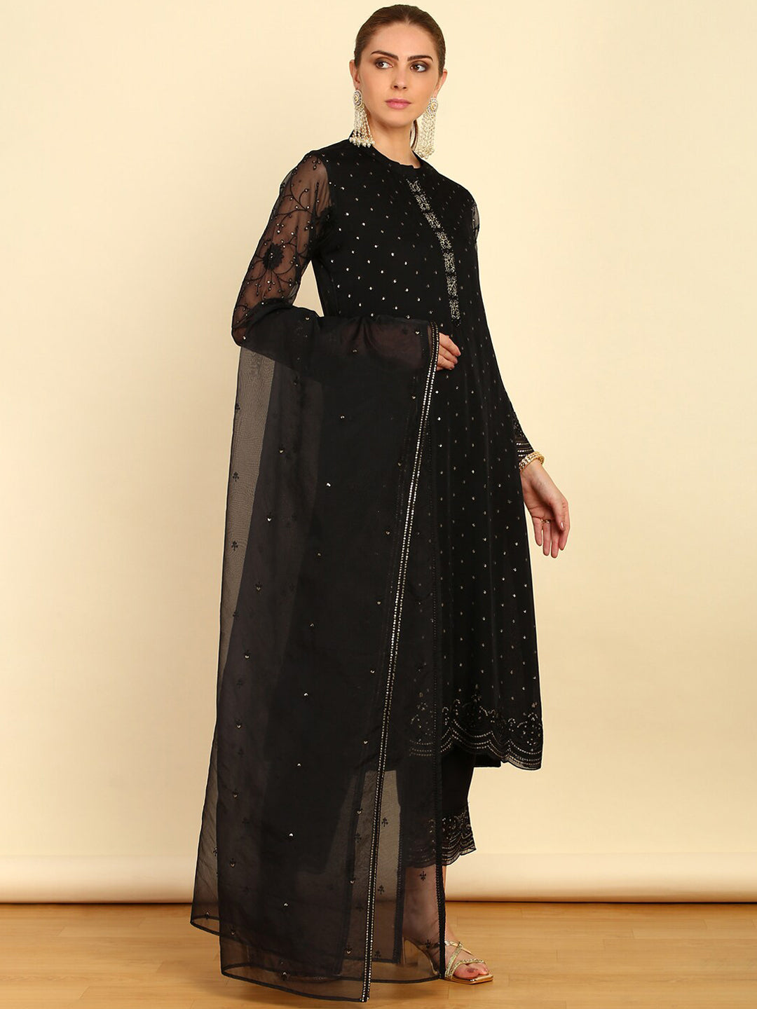 Soch Ethnic Motifs Embroidered Sequinned Kurta With Trousers & Dupatta - Distacart