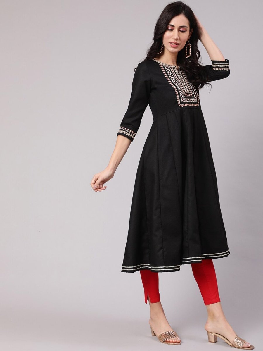 Aks Embroidered Round Neck Anarkali Kurta - Distacart