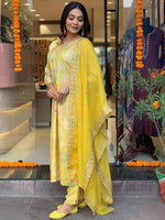 Thumbnail for Kalini Floral Printed Sequinned Straight Kurta & Trousers With Dupatta - Distacart