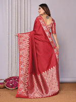 Thumbnail for Joban Fashion Banarasi Red Jacquard WovenSoft Silk Saree