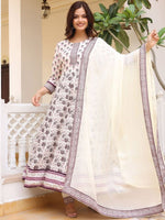 Thumbnail for Anouk Floral Printed Round Neck Anarkali Kurta With Trousers & Dupatta
