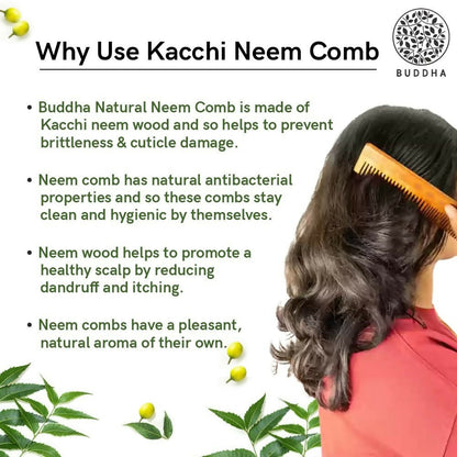 Buddha Natural Baby Comb with Handle - Kacchi Neem Wood - Distacart