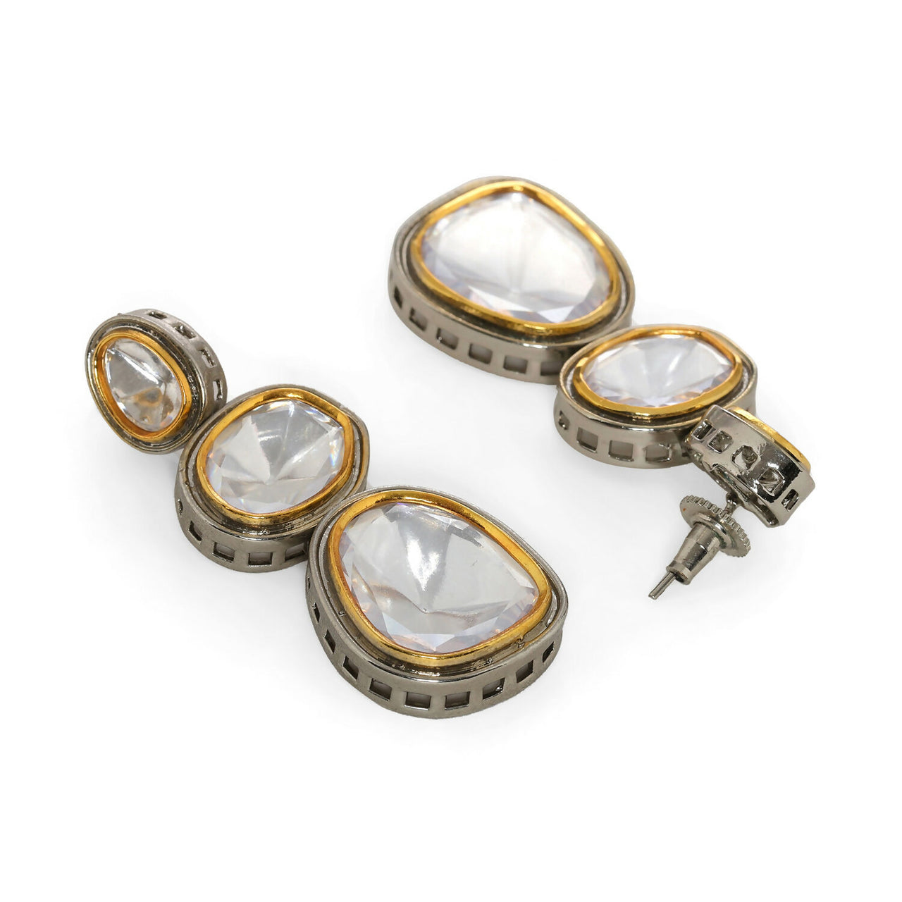 Kundan Earrings (Silver) - Ruby Raang - Distacart