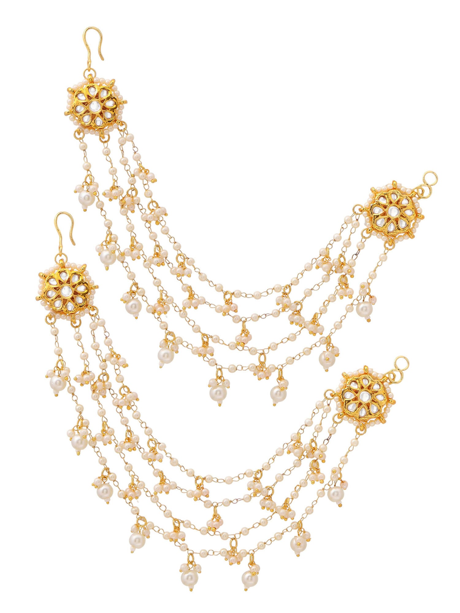 Ruby Raang Gold Kundan and Pearl Chain (set of 2)
