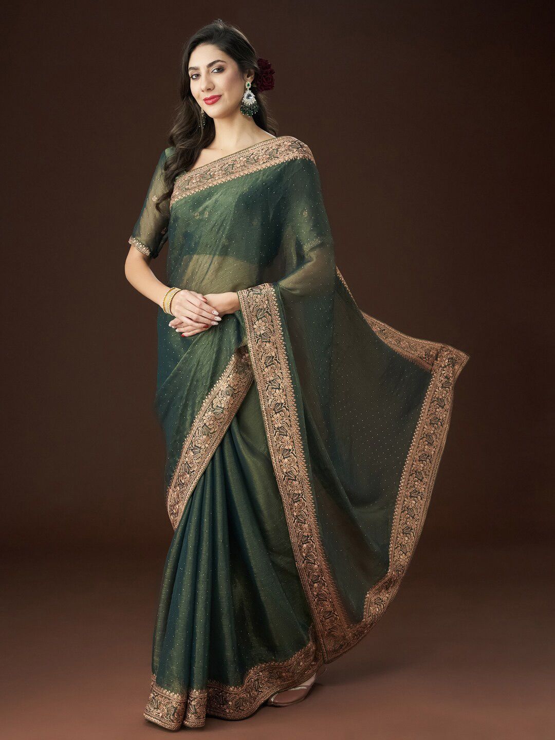 kasee Zari Embroidered Saree - Distacart