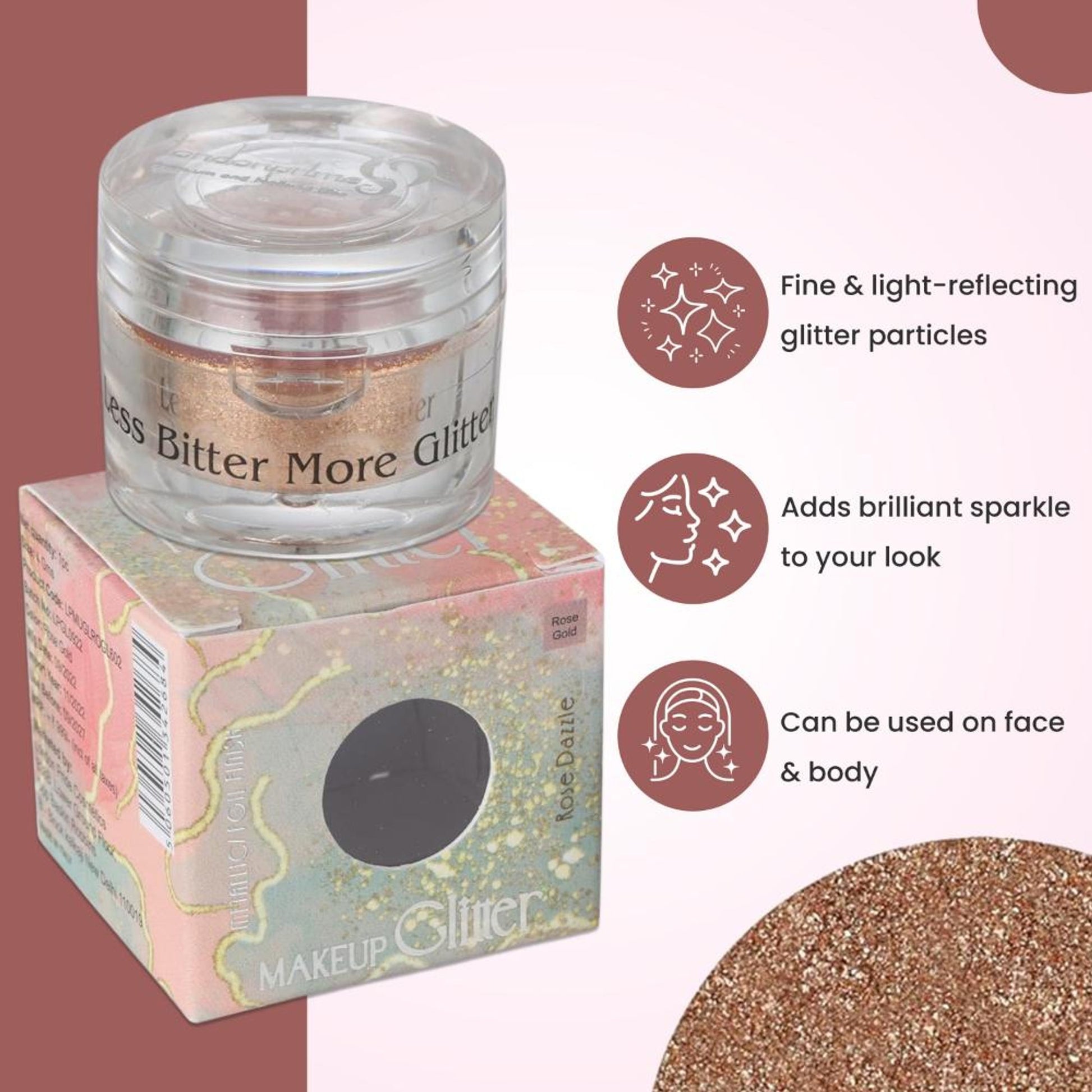 london prime makeup glitter rose gold