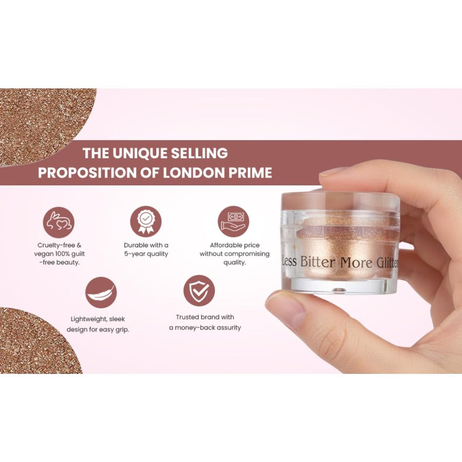 london prime makeup glitter rose gold