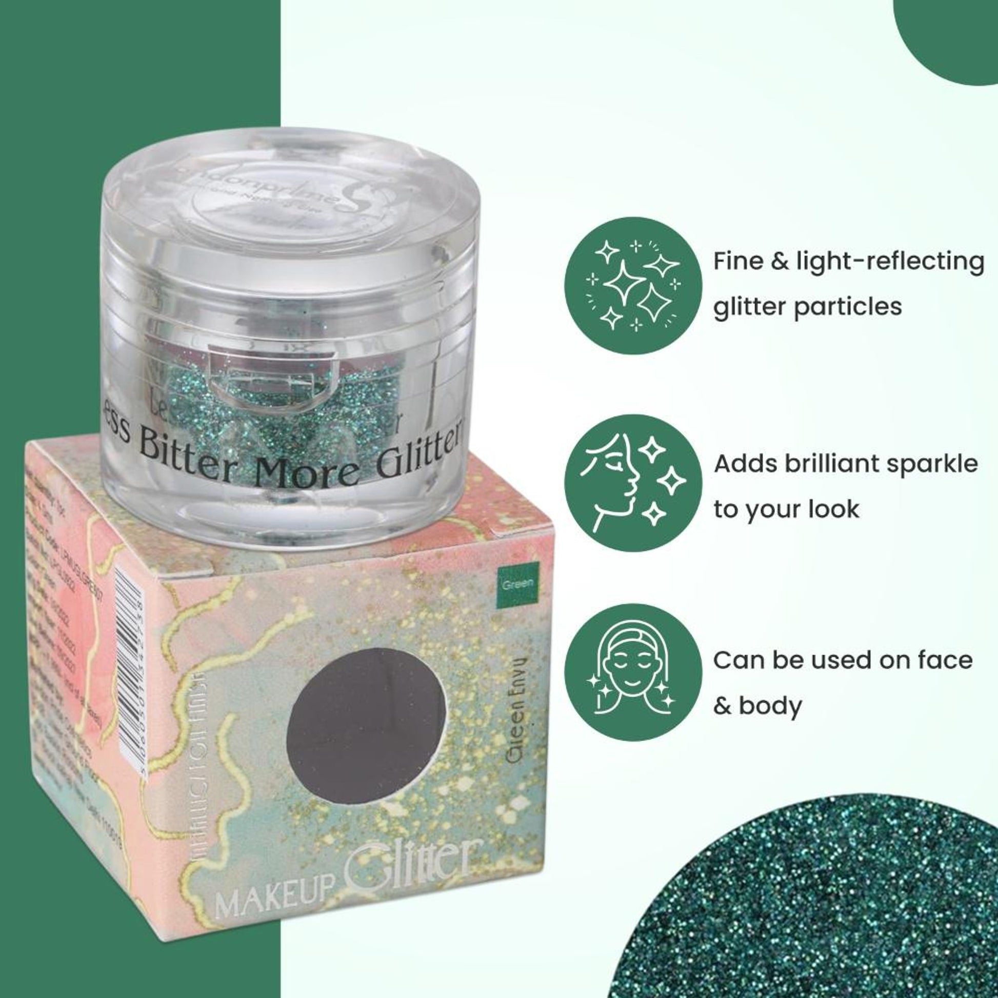 london prime makeup glitter green