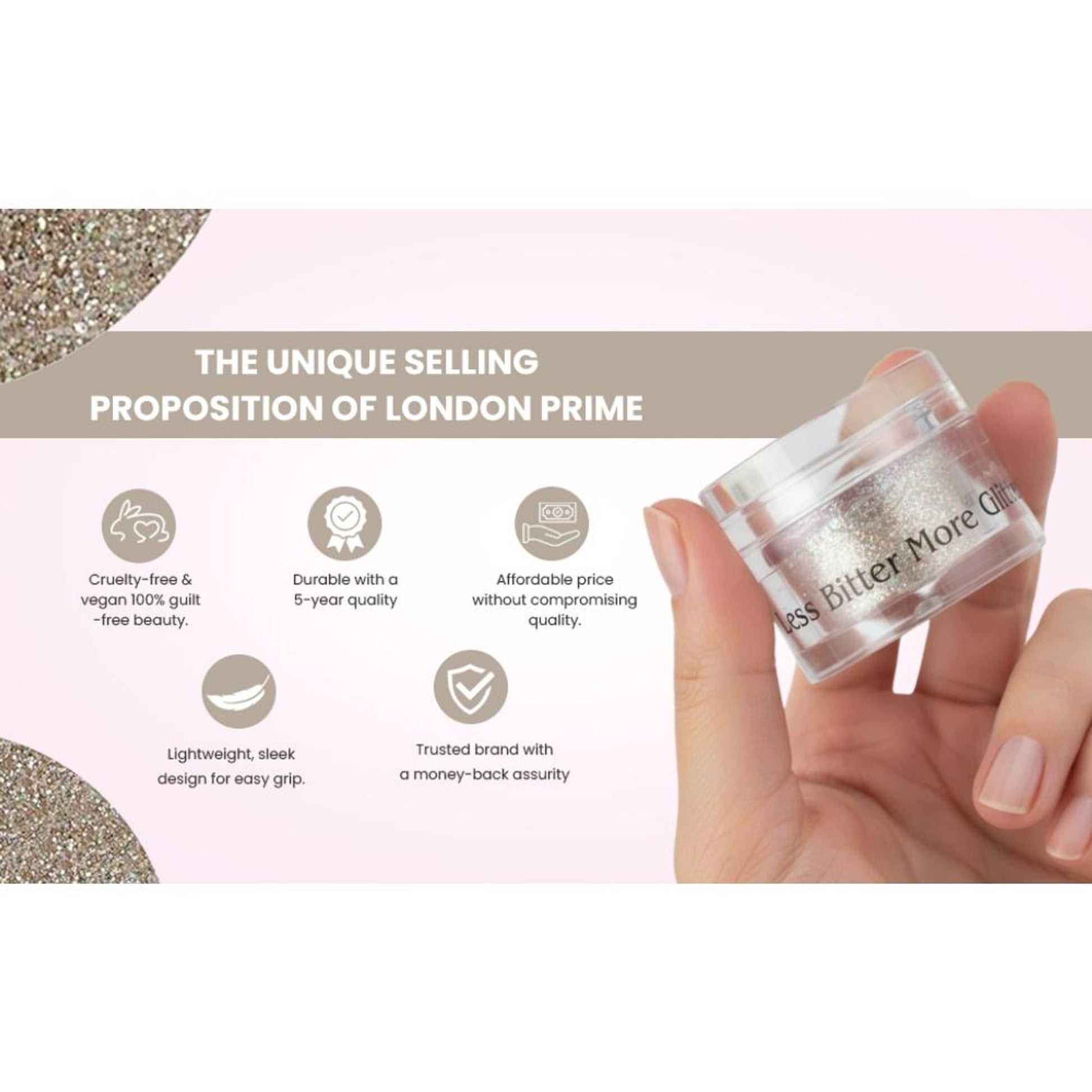 london prime makeup glitter white gold