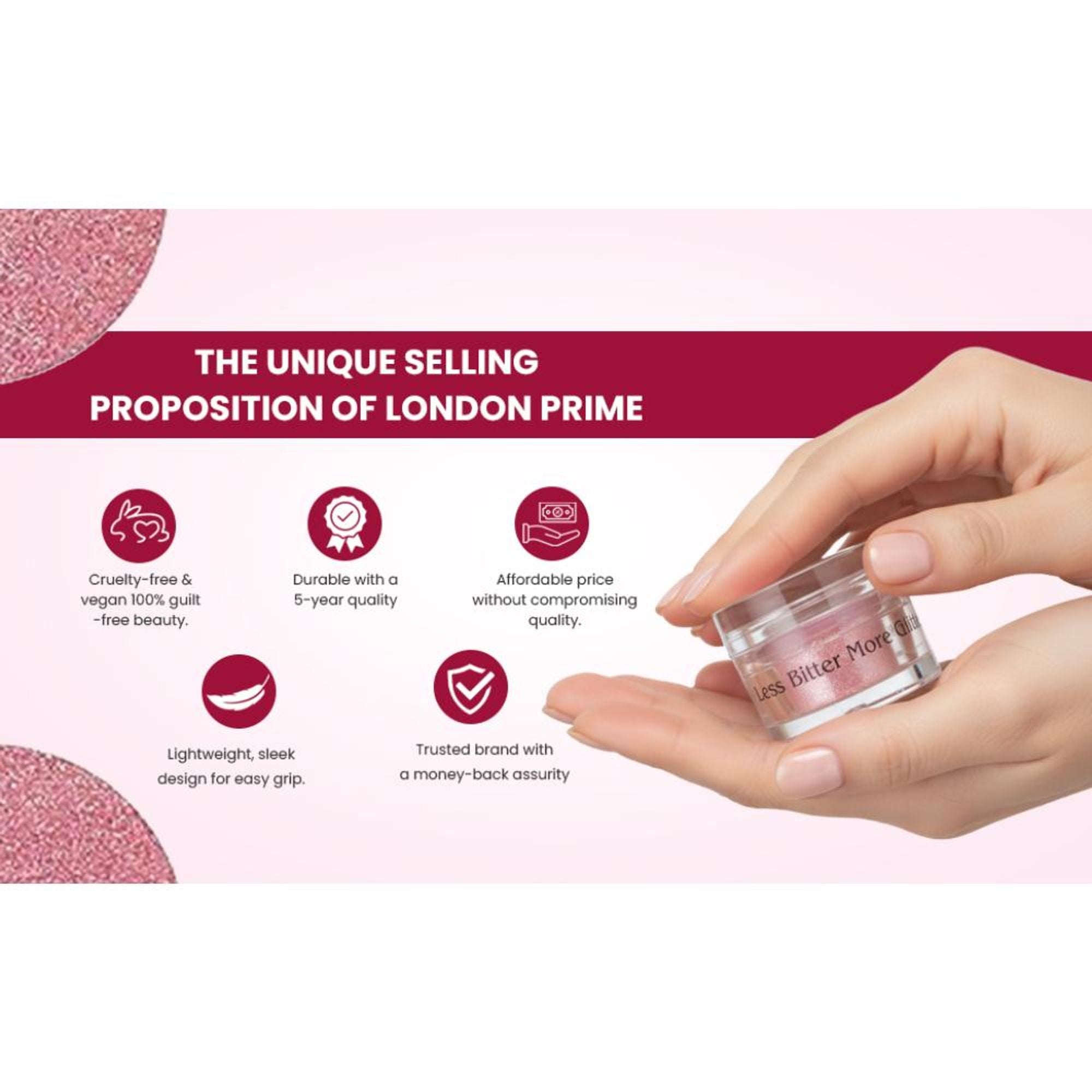 london prime makeup glitter pink