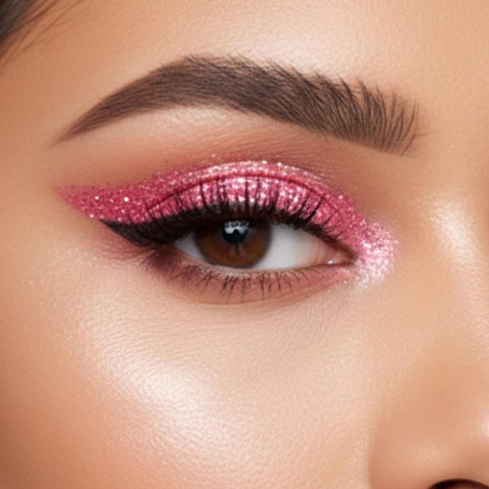 london prime makeup glitter florocent pink