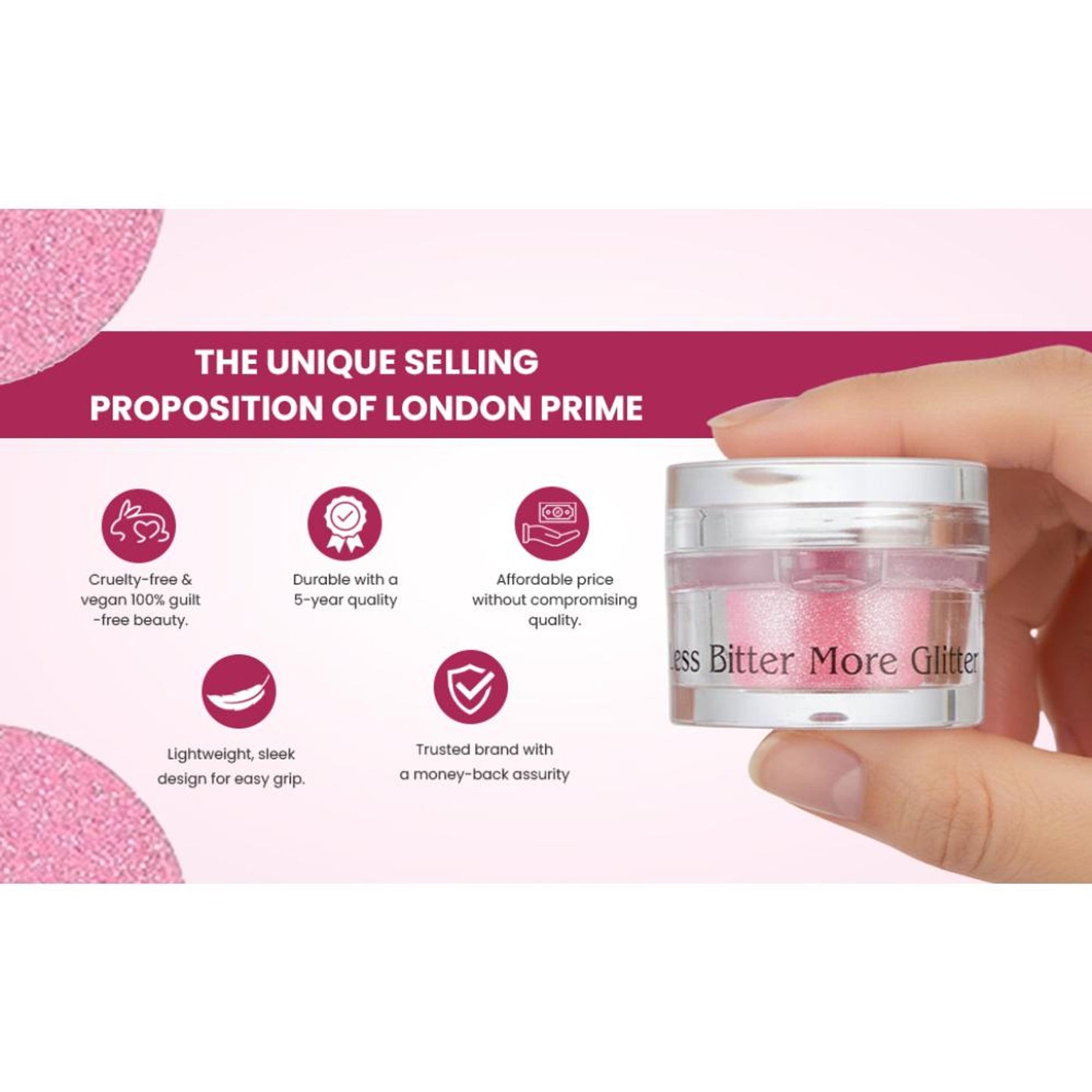london prime makeup glitter florocent pink