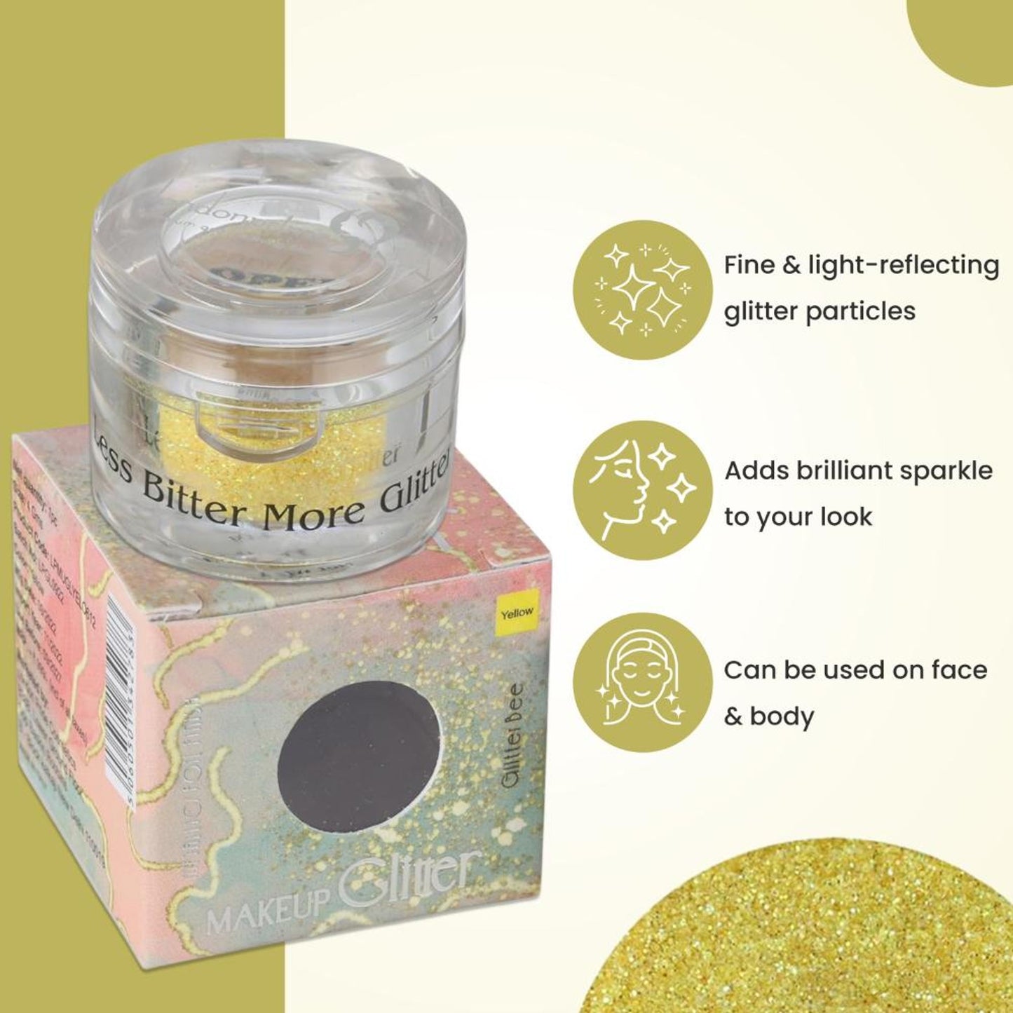 london prime makeup glitter yellow