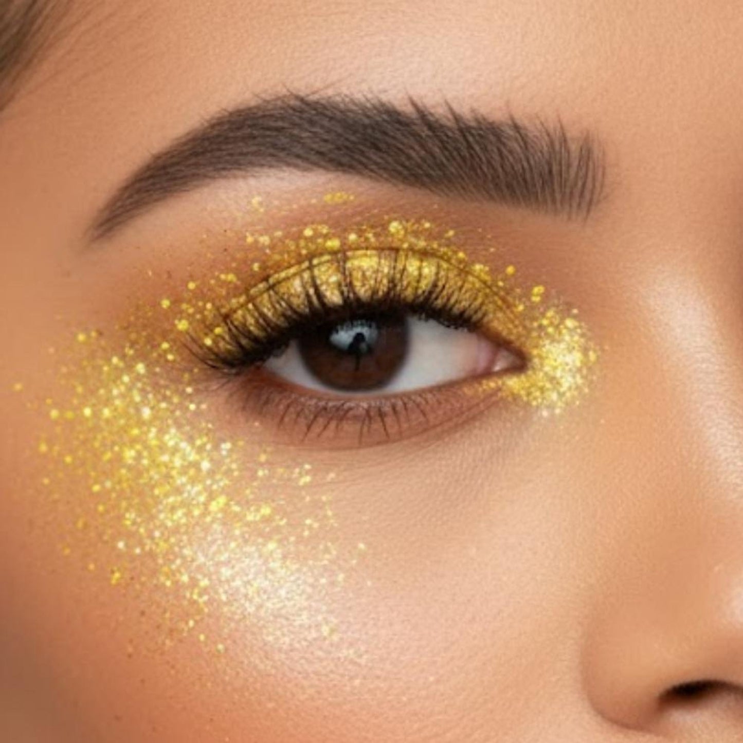 london prime makeup glitter yellow