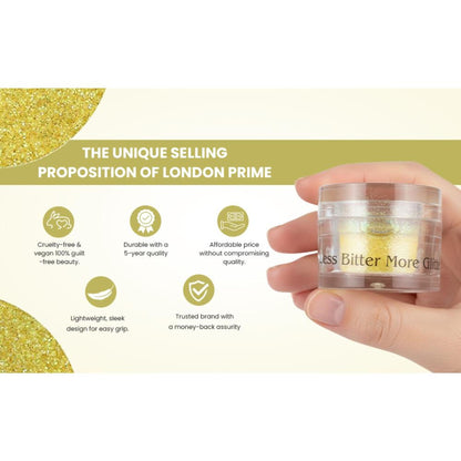 london prime makeup glitter yellow