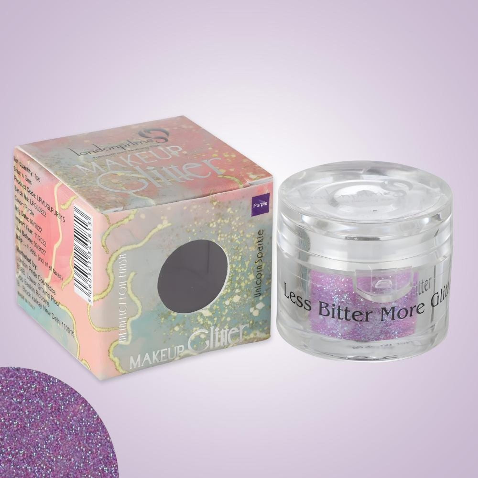 london prime makeup glitter purple