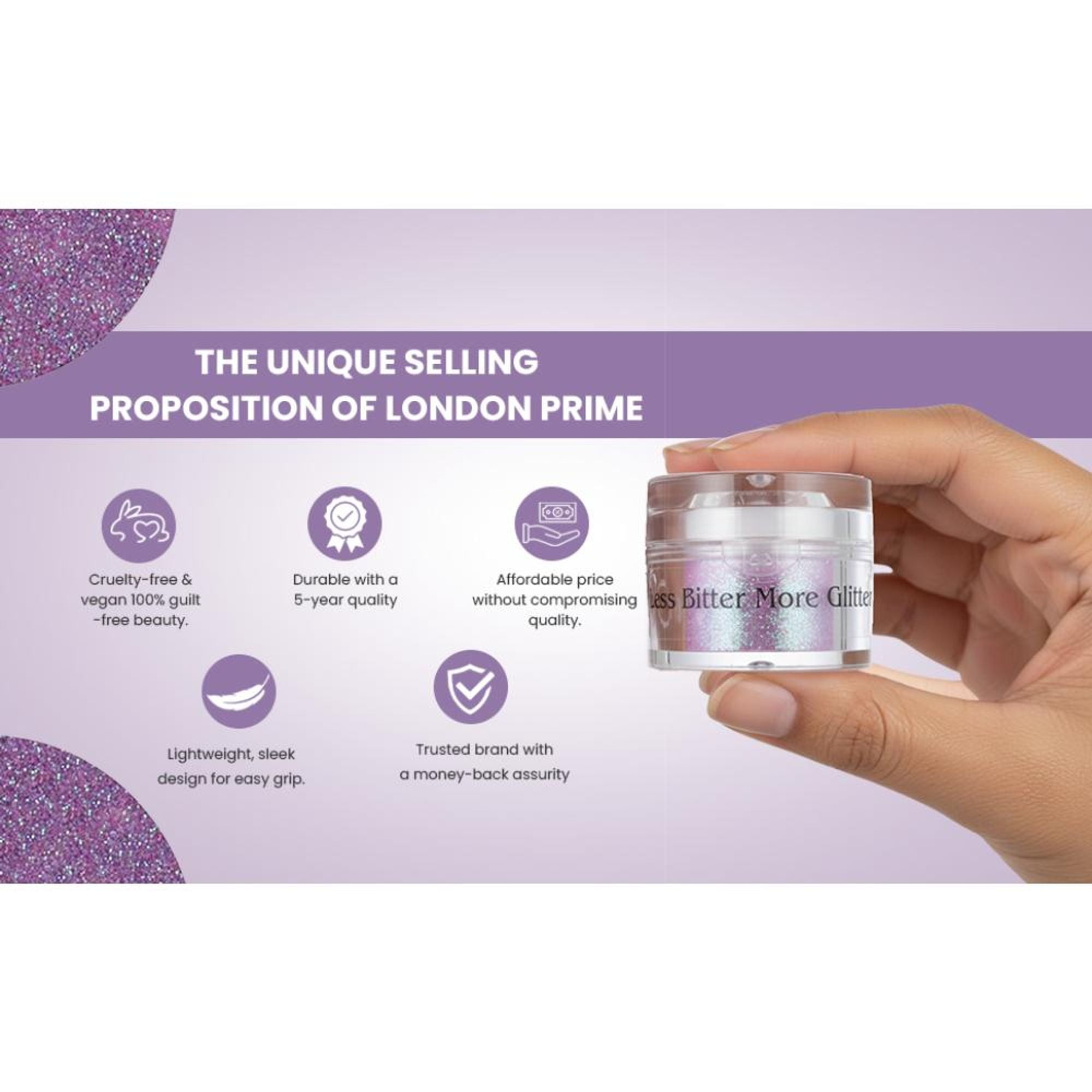 london prime makeup glitter purple