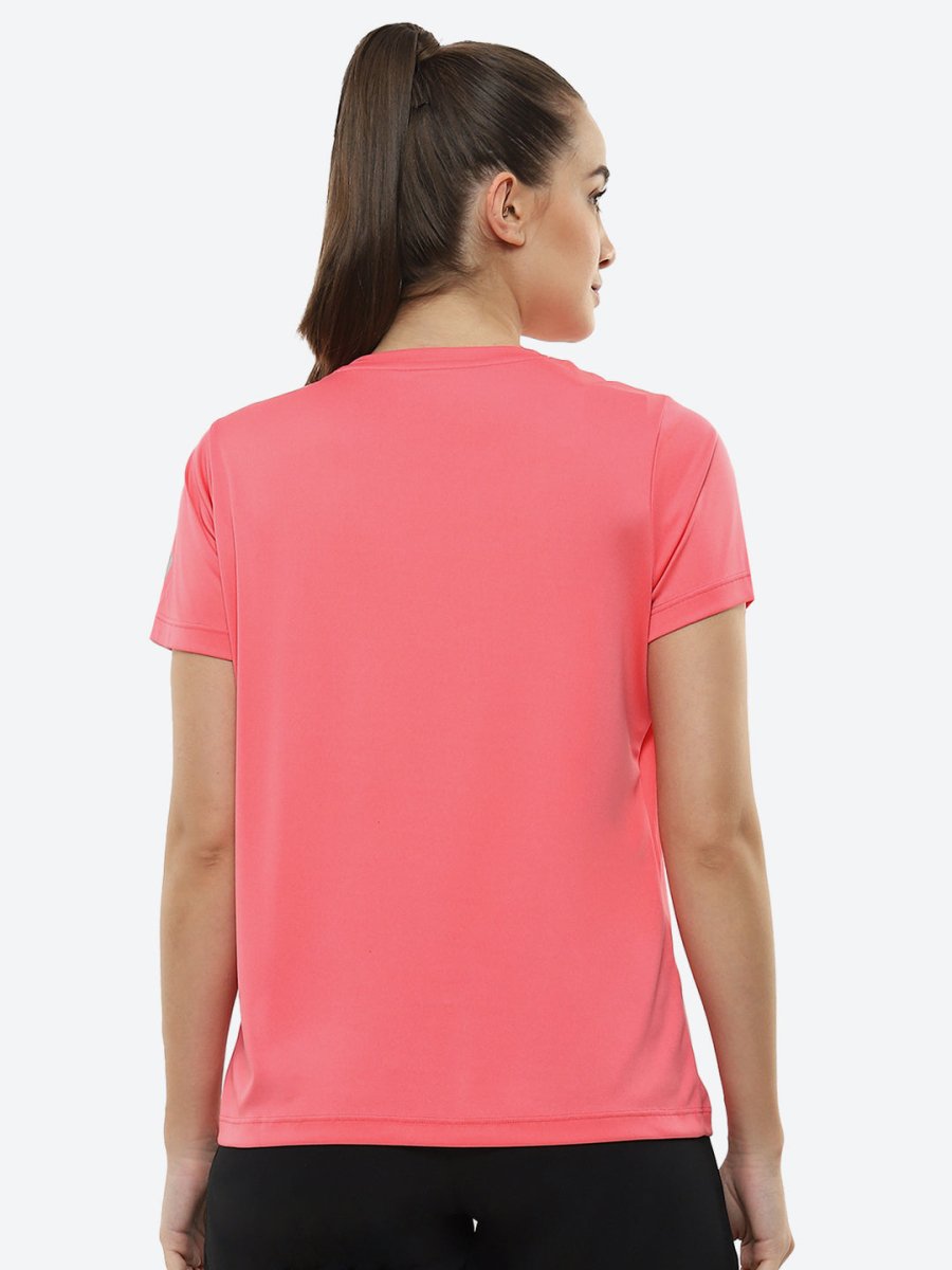 ASICS Women Pink Brand Logo Printed BIG GRAPHIC SS Round Neck Sports Running T-shirt - Distacart