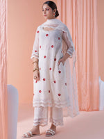 Thumbnail for Kalini Floral Embroidered Empire Thread Work Kurta With Palazzos & Dupatta - Distacart