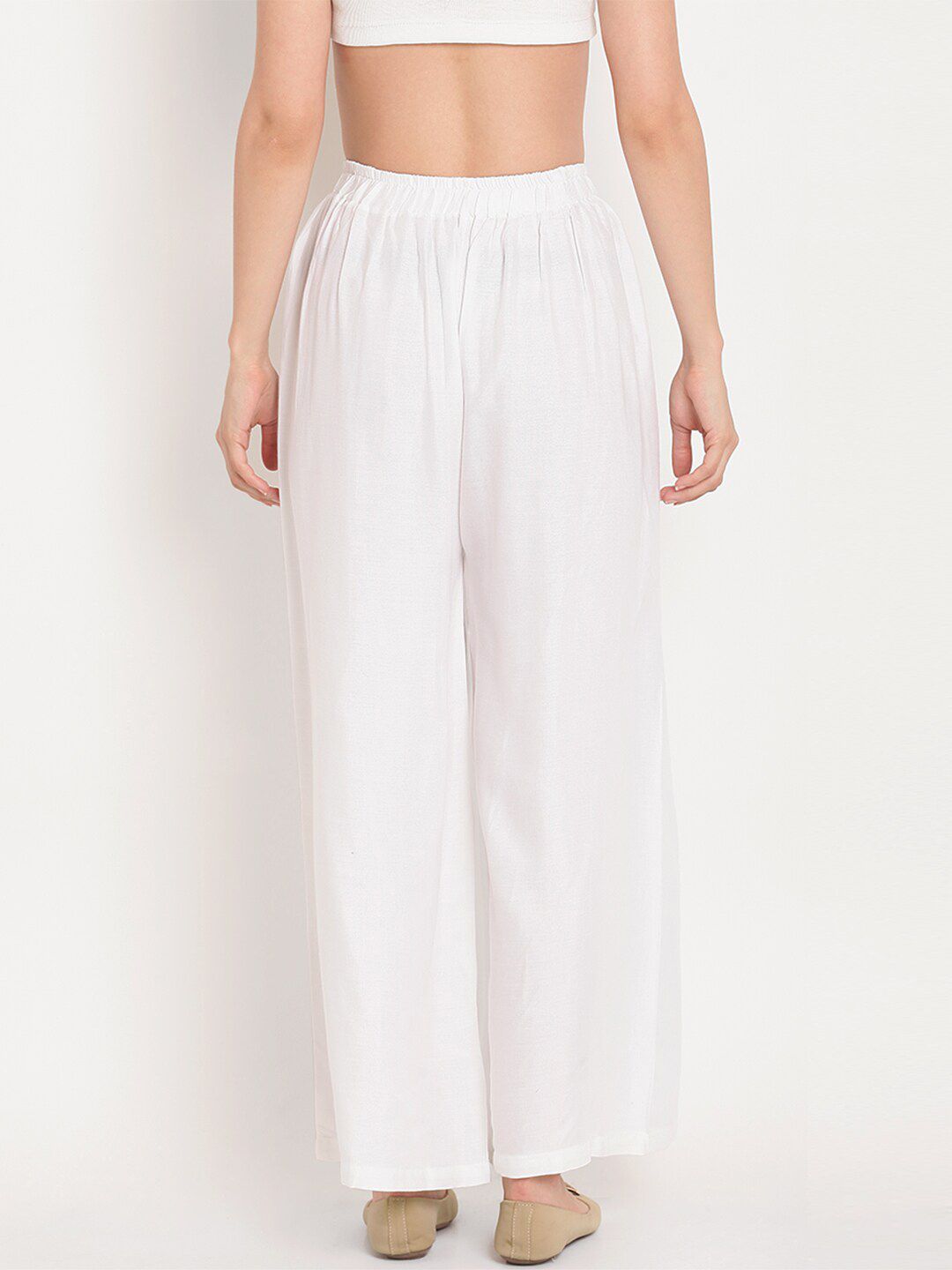 TAG 7 Women White & Grey Set of 2 Flared Ethnic Palazzos
