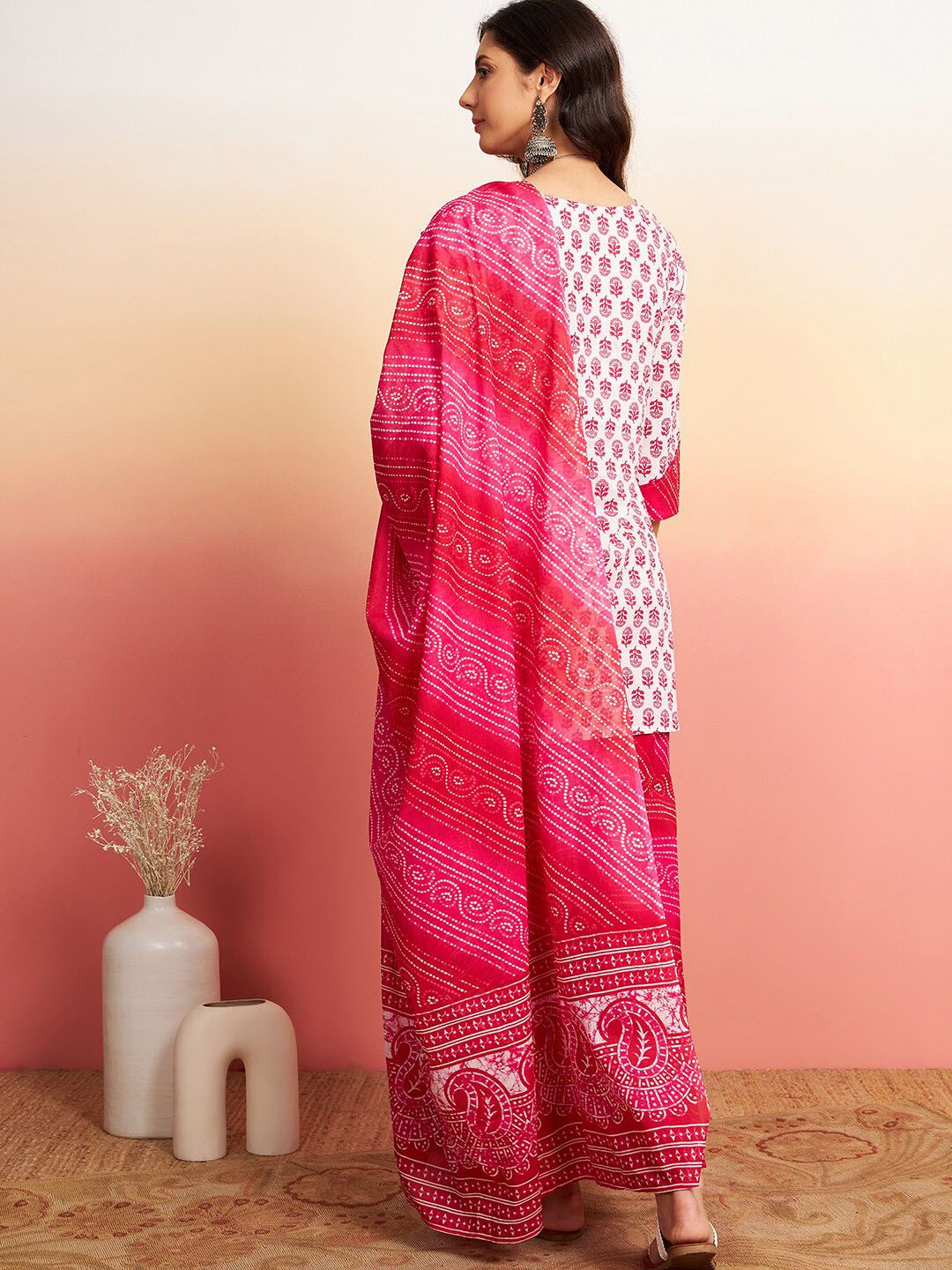 Sangria Floral Printed Pure Cotton Kurti With Sharara & Dupatta