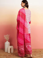 Thumbnail for Sangria Floral Printed Pure Cotton Kurti With Sharara & Dupatta