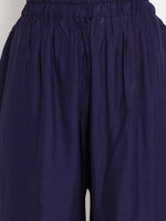 Thumbnail for TAG 7 Women Navy Blue Solid Flared Palazzos