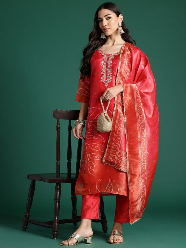 Indo Era Ethnic Motifs Printed Zari Kurta with Trousers & With Dupatta