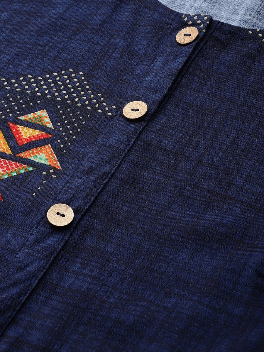 Anouk Women Navy Blue Printed Kurta with Palazzos - Distacart